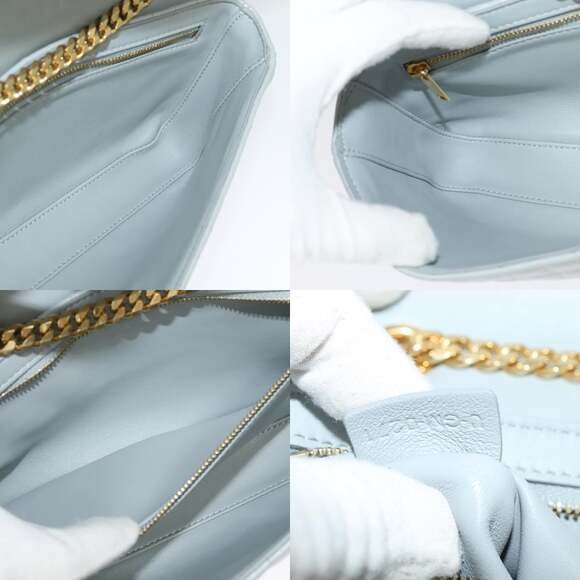 CELINE Quilted Chain Shoulder Bag Lamb Skin Gray Gold - Picture 12 of 13